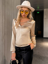 Chain Detail V-Neck Satin Top - Shah S. Sahota